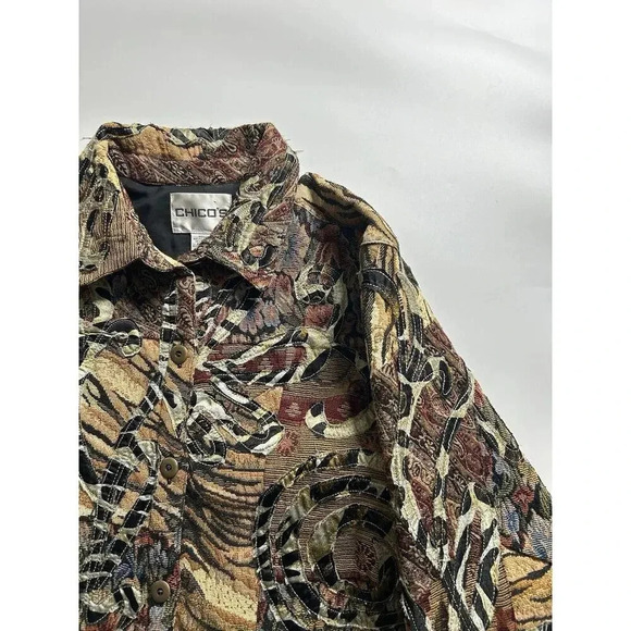 Chicos Jacket Womens 3 US XL Art To Wear Multiprinted Multicolored Blazer Artsy - Picture 2 of 6